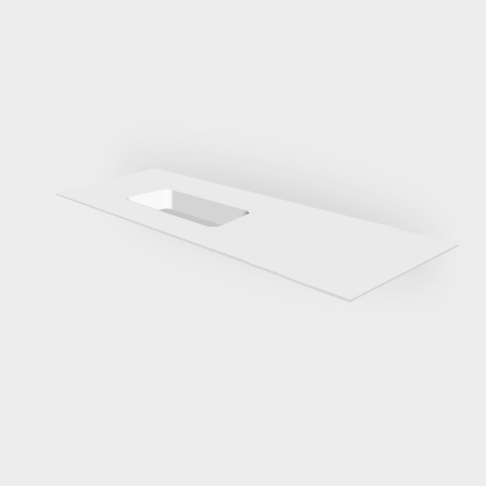 Corian Solid Surface Matt White 12mm Custom Vanity Top with Single Rectangular Bowl