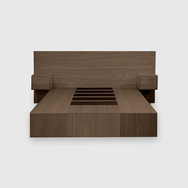 Slim 7 Drawer Bed Base with Headboard and Bedsides - Walnut