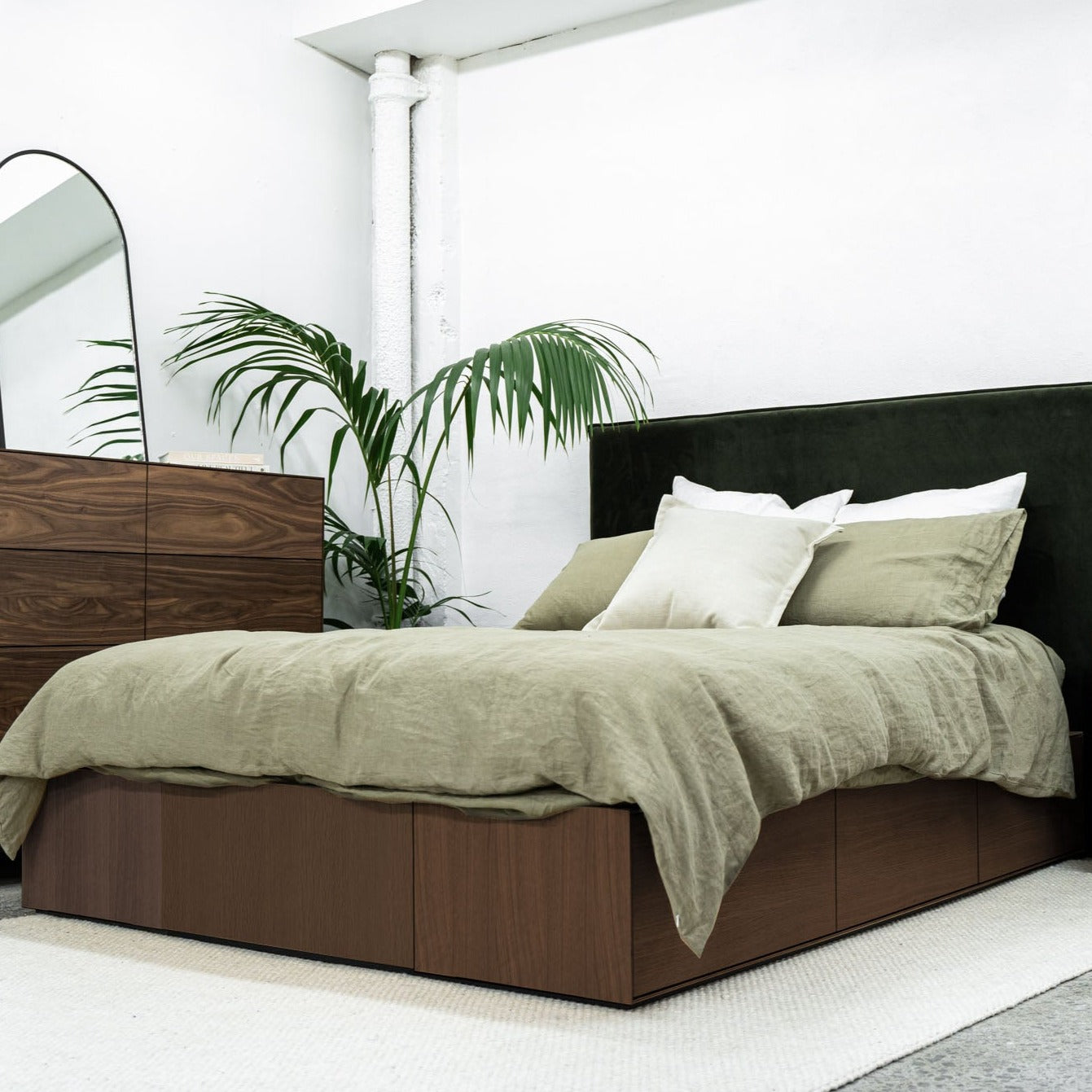 Slim 7 Drawer Bed Base - Walnut